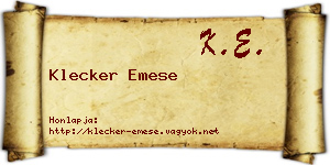 Klecker Emese névjegykártya